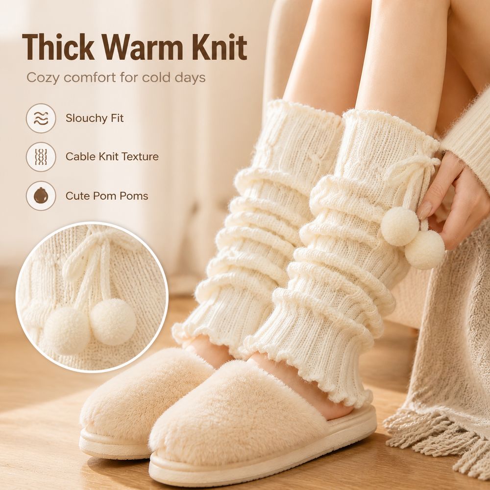 Knitted Knit Leg Warmers Ruffl - Boot Sock Slouchy 评论和价格