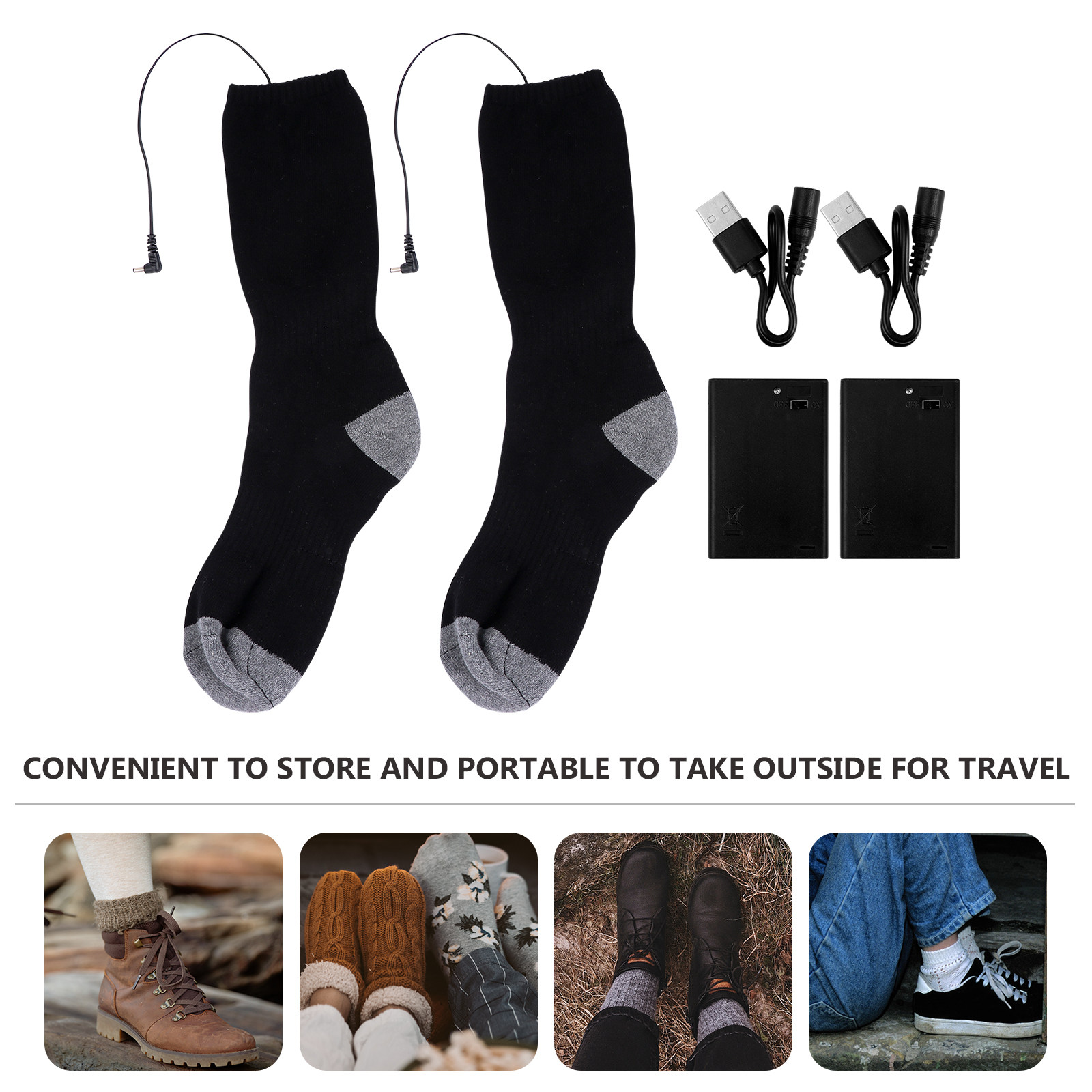 1Set Heated Socks USB Warm Fee - Thermal Sock Winter 评论和价格