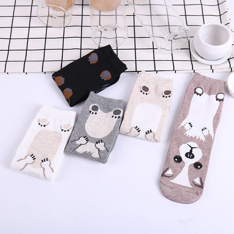 5 Pairs/pack Funny Cartoon Dog - Cotton Crew Sock Pack 评论和价格