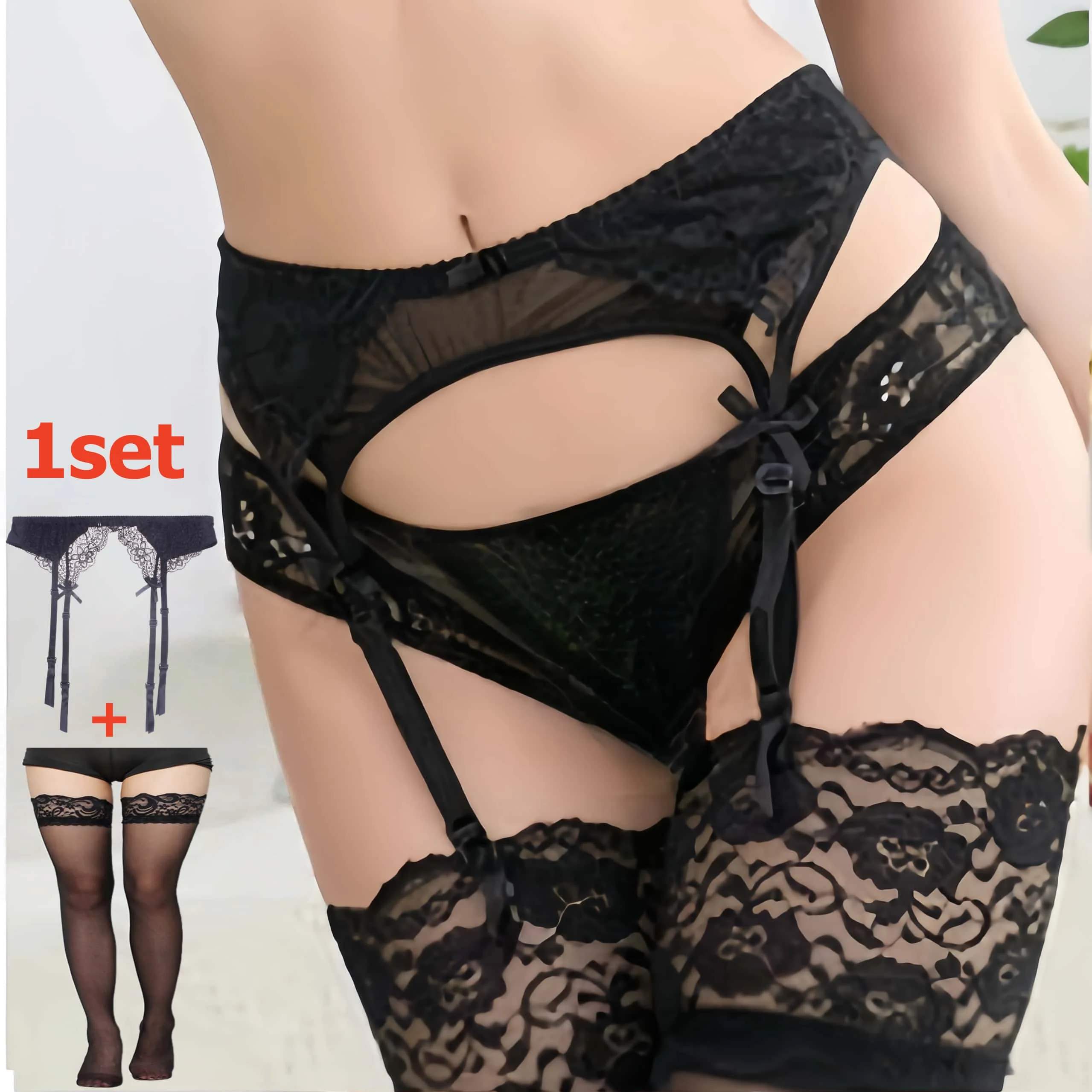 2PCS Women's Suspender Lace St - Tights Pantyhose Sheer 评论和价格